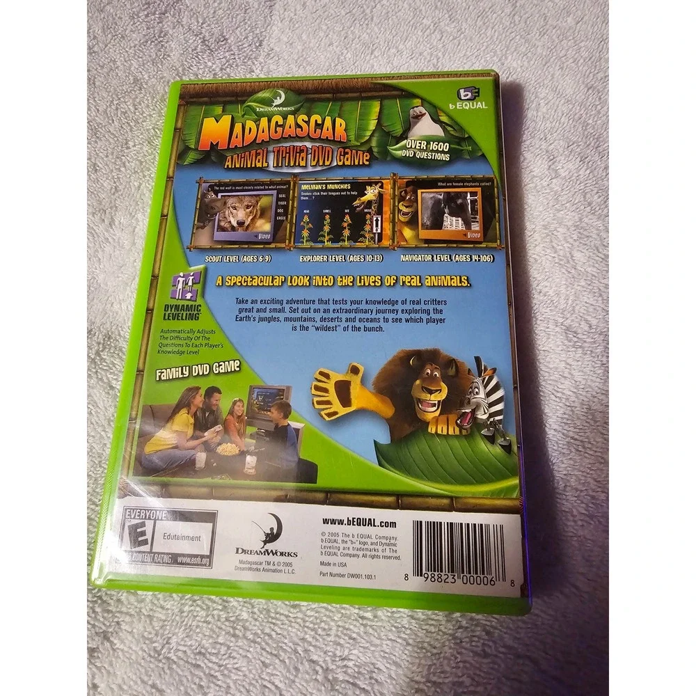 Dreamworks Madagascar Animal Trivia DVD Game Family Fun Ages‎ 6-106